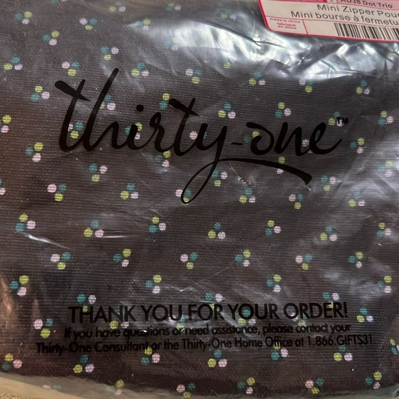 NWT Thirty-One Mini Zipper Pouch AD38 Dot Trio - Picture 3 of 6